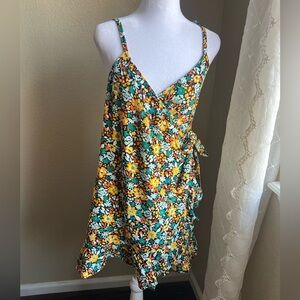 O’NEILL and teal floral mini wrap dress | small